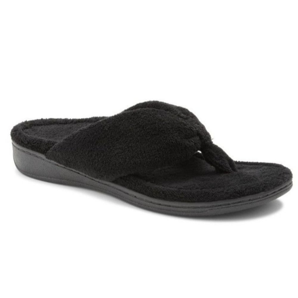 Vionic Gracie Toe Post Women's Black Slippers